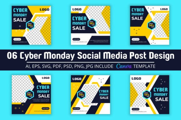 Download Cyber Monday Social Media Template  Pack - Social media template Collection