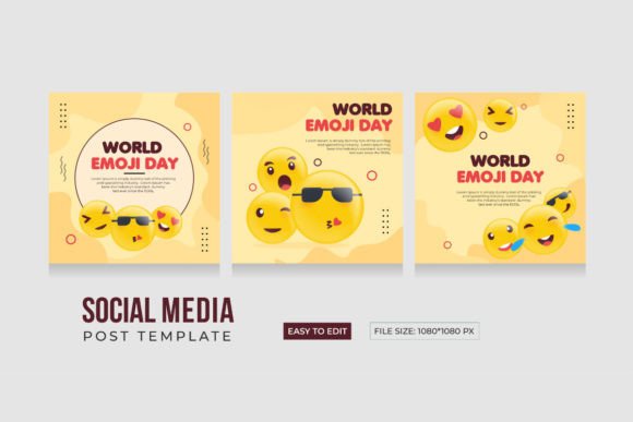 Download World Emoji Day, Social Media Template - Social media template Collection