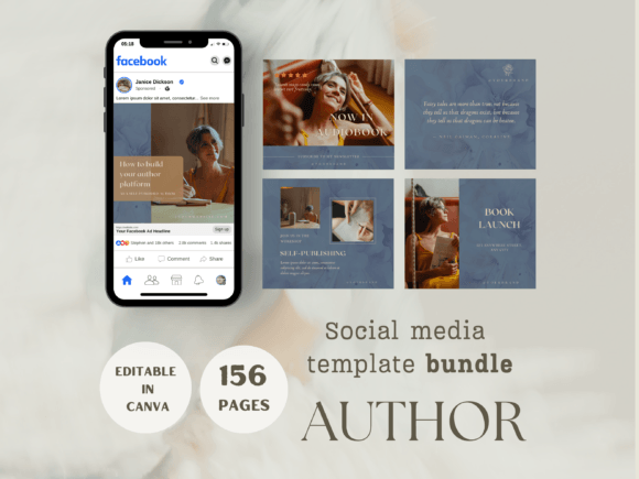 Download Author Social Media Template Bundle - Social media template Collection