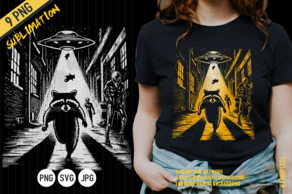 Download Raccoon Running Alien and UFO PNG - Running Collection