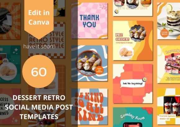 Download 60 Dessert Retro Social Media Templates - Social media template Collection