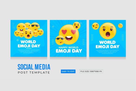 Download World Emoji Day, Social Media Template - Social media template Collection
