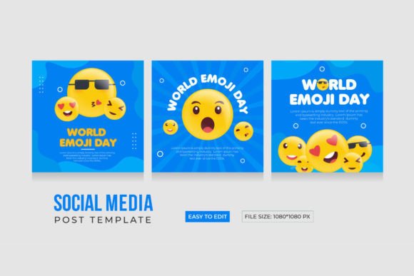 Download World Emoji Day, Social Media Template - Social media template Collection