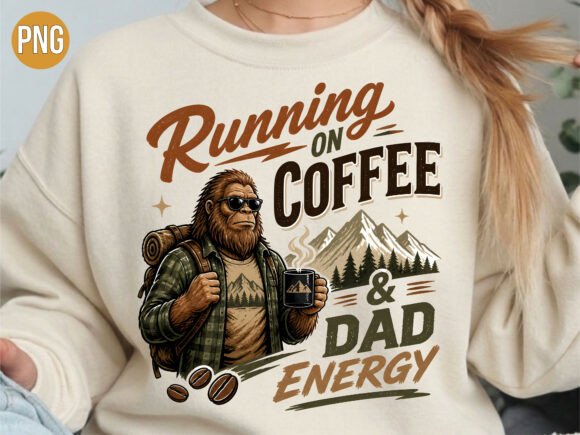 Download Running on Coffee Dad Energy Bigfoot PNG - Premium Resources