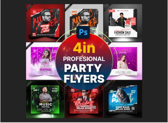 Download Bundle Party Flyer Social Media Template - Social media template Collection