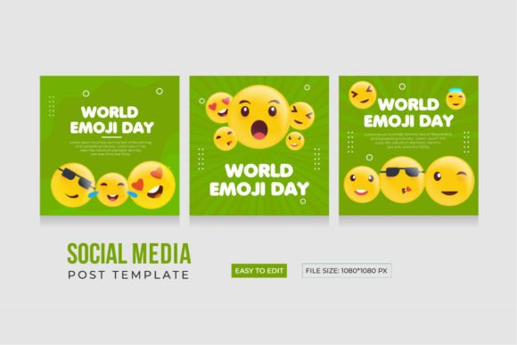 Download World Emoji Day, Social Media Template - Social media template Collection